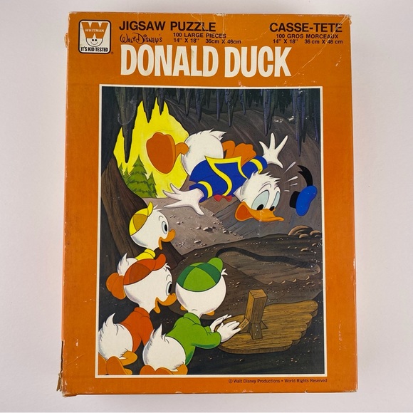 Donald Duck jigsaw puzzle, vintage Disney 1970s, 100 large piece, 14" x 18" - Picture 8 of 13